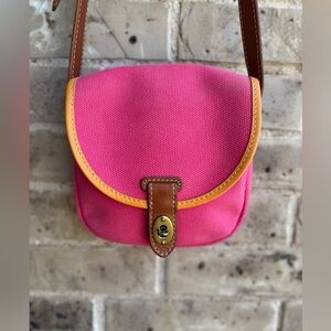 FOSSIL Austin Small Flap Pink Canvas Crossbody Bag